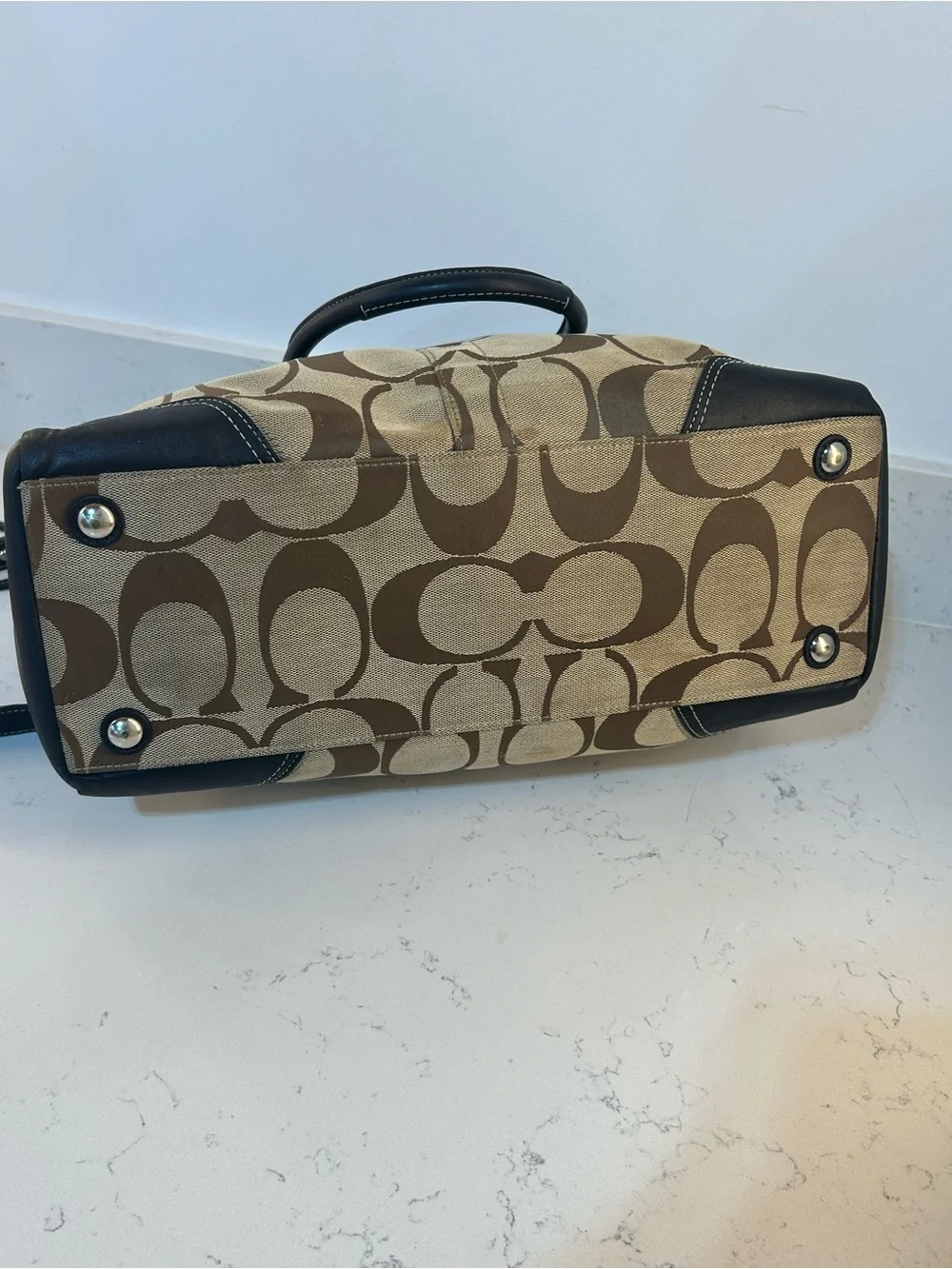 Coach Hampton Signature Satchel in Khaki Jacquard Canvas
